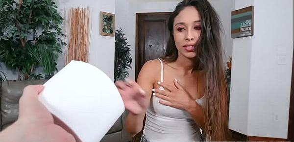  Sexy MILF Cali Lee is in need for tissue paper due to pandemic so she offers her wet MILF cunt to Alex Jett in exchange for tissue papers.